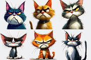 40 Caricature Cranky Cats, an Animal Illustration by PrintHaven Designs (Thumbnail 4 of 9)