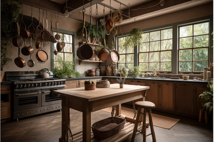 Rustic kitchen. Generate Ai, an Architecture Photo by Ylivdesign