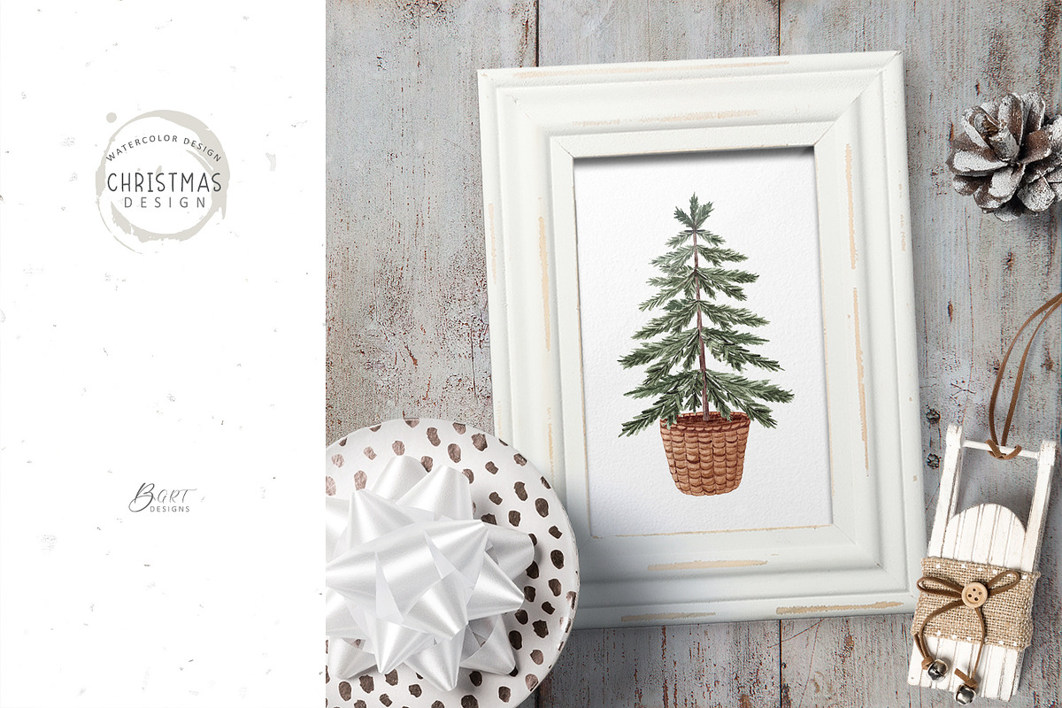 Watercolor Christmas trees, a Decorative Illustration by BrushArtDesigns (Photo 5 of 5)