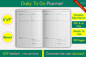 Daily to Do Planner • KDP Interior, a Templates & Theme by HyeRi