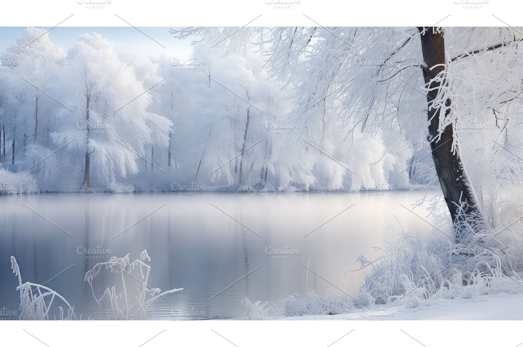ice winter scene lake ai generated, a Beauty & Fashion Photo by pikepicture