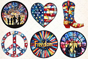 Stained Glass 4th of July Clipart, an Illustration by DreamCafeArt (Thumbnail 3 of 9)