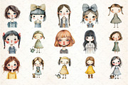 Retro Girls Clipart Bundle, an Illustration by DreamCafeArt (Thumbnail 4 of 5)
