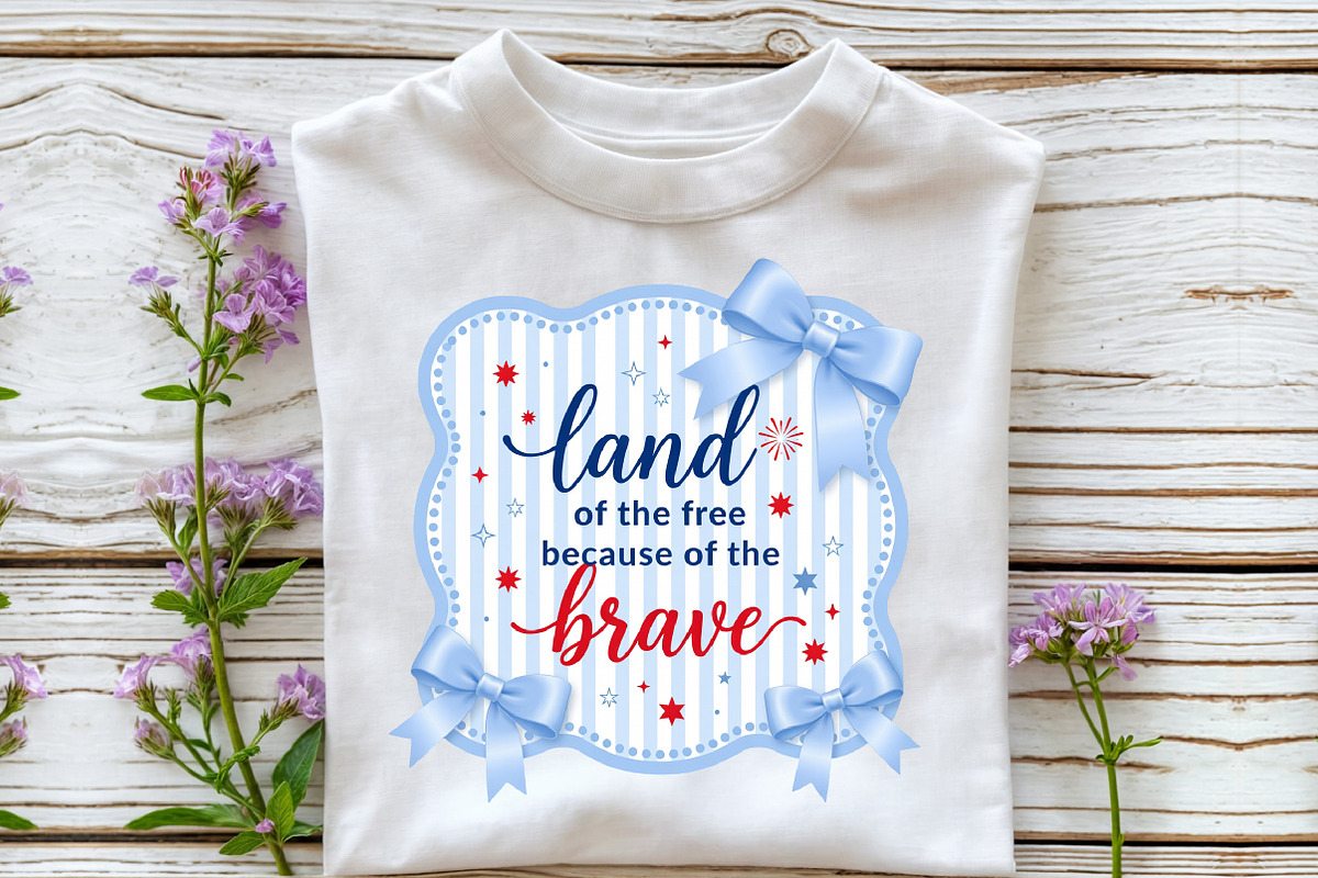 Preppy 4th of July Png, Land of Free, a Seasonal Illustration by Sublimation Artist (Photo 3 of 9)