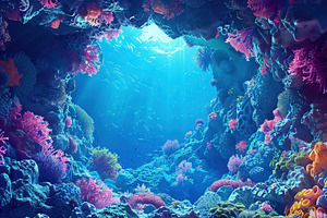 Underwater Coral Cave View, a Nature Photo by Ales Munt