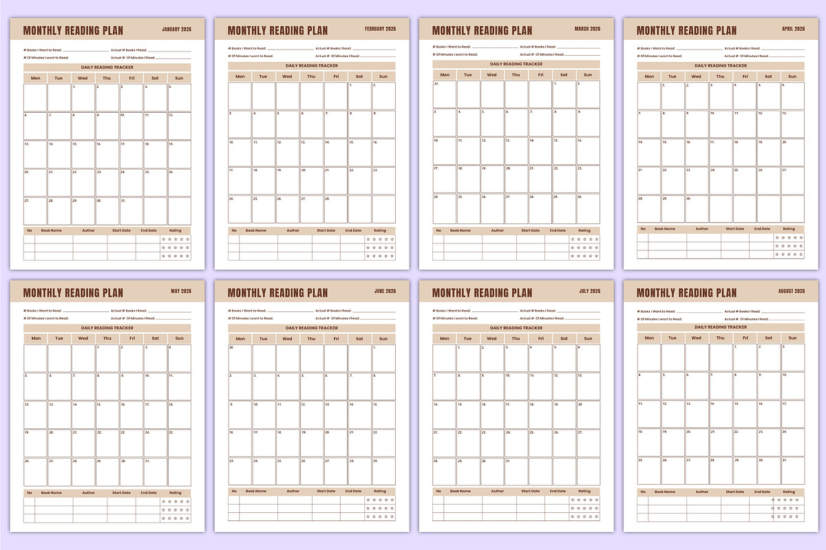 2026 Reading Journal Bundle Canva, a Stationery Template by Mustafiz (Photo 3 of 8)