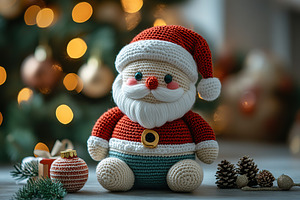 Knitted christmas santa claus toy. New Year 2025, a Holiday Photo by AlyaAnd
