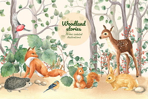 Woodland stories watercolor set