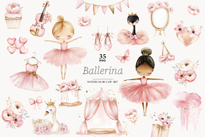 Ballerina Clipart | Baby Girl Party, a Person Illustration by GlamArtZhanna