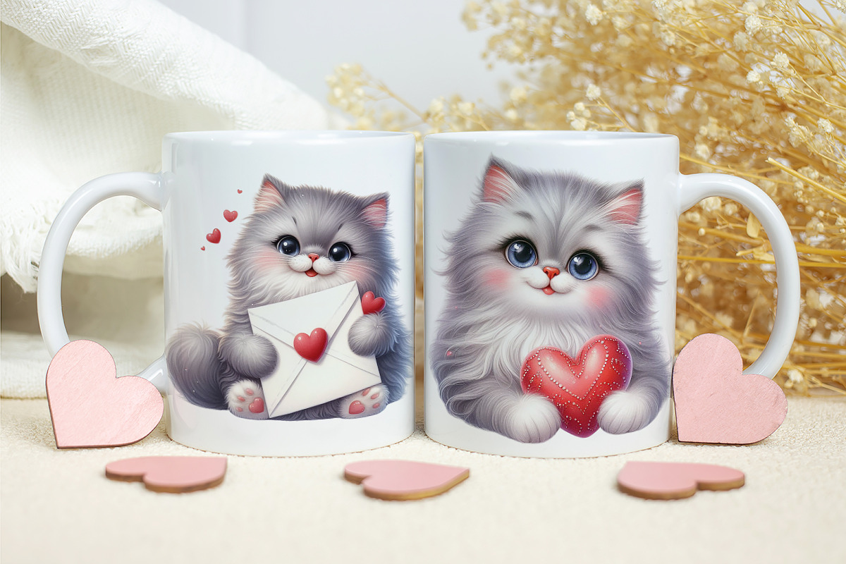 Valentine Kitten Clipart, a Decorative Illustration by GalaDesign03 (Photo 5 of 5)