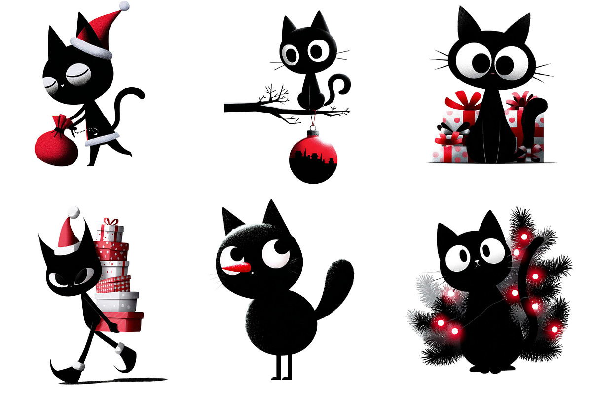 funny Christmas cat clipart, an Illustration by CreationArt (Photo 3 of 5)
