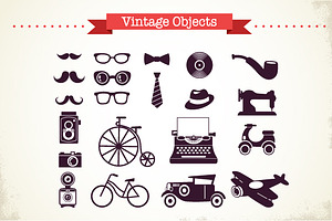 Vintage Hipster Vector Objects Set