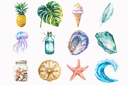 Watercolor Beach Clipart, an Illustration by Design Market (Thumbnail 4 of 5)