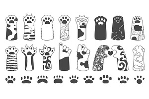 Cute animal paw line doodle, an Animal Illustration by Lemberg Vector