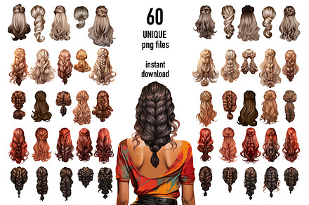 60 unique PNG hairstyles clipart