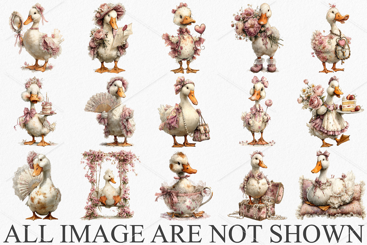Watercolor Coquette Goose Clipart, a Seasonal Illustration by Canvas Craft (Photo 4 of 6)