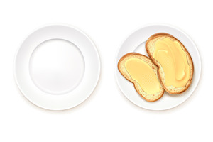 Realistic toast on plate. Butter, a Food Illustration by Stock-Smart-Start