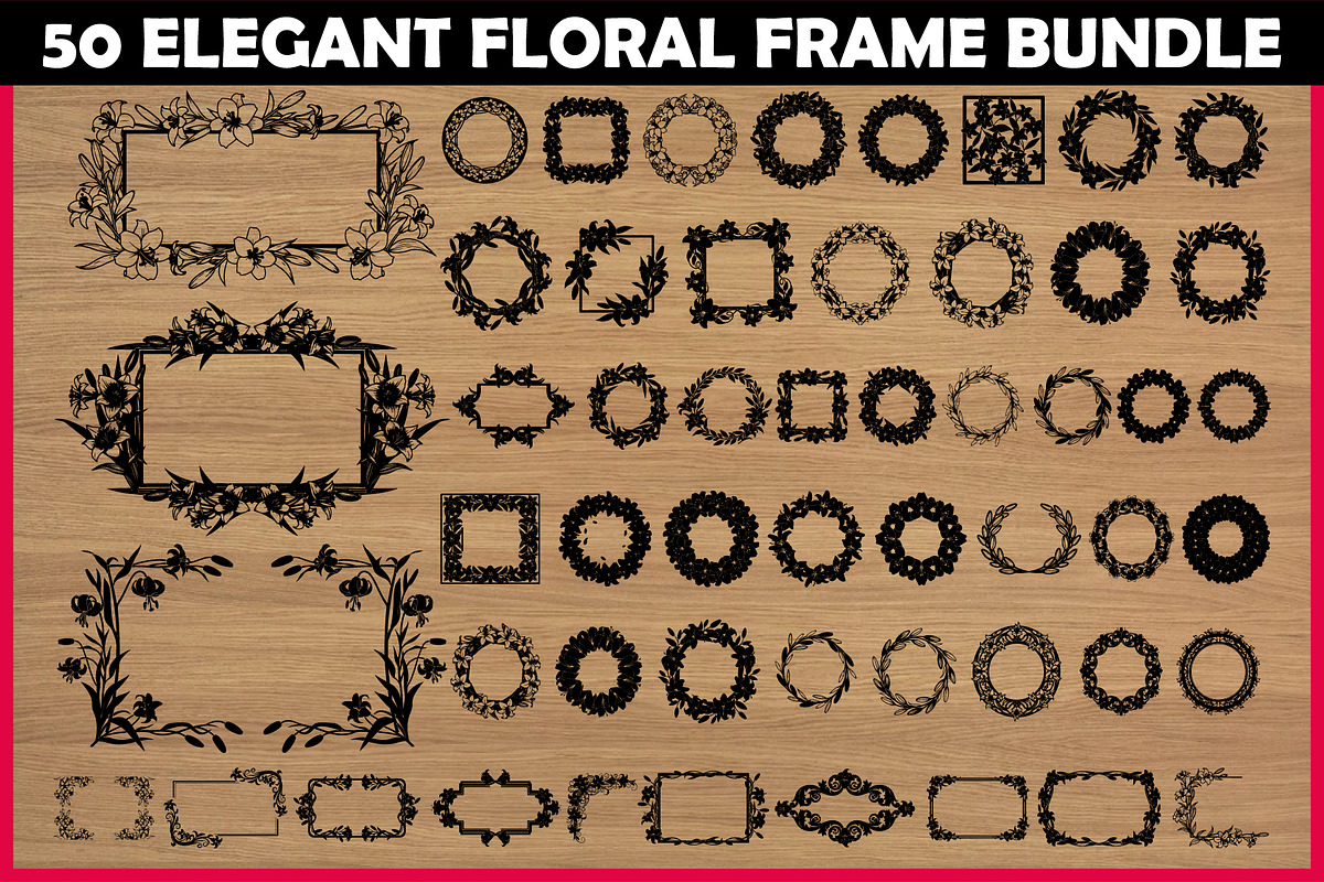 50 Elegant Floral Frame Bundle, an Illustration by BIPLOB EXPERT (Photo 1 of 4)