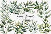 Watercolor Olive Branch Clipart, an Illustration by Designworld (Thumbnail 1 of 4)