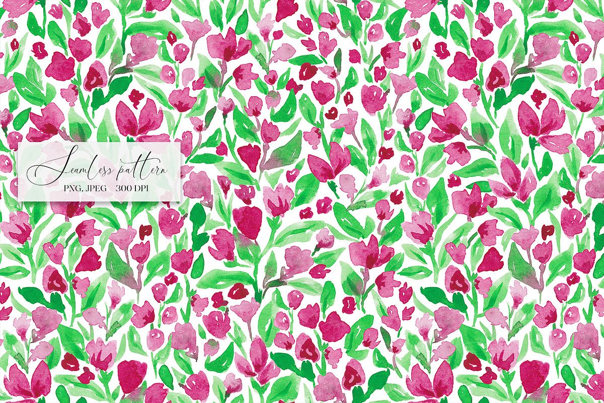Pink florals seamless pattern, a Pattern Graphic by SirenaArt (Photo 3 of 11)