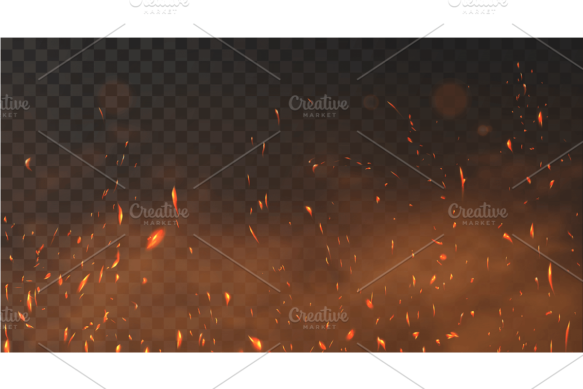 Realistic fire sparks background, an Illustration by SergeyBitos (Photo 1 of 2)