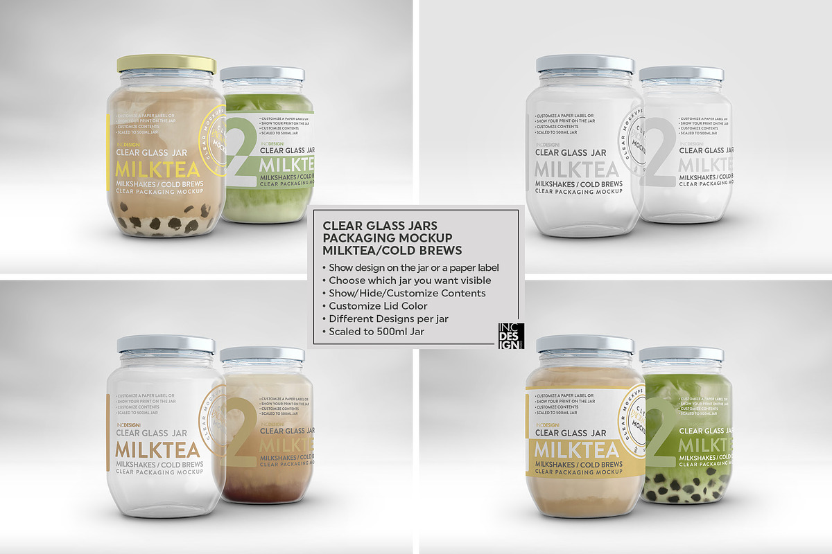Clear Glass Jar Packaging Mockup, an Advertising Mockup by INCDesign (Photo 11 of 12)