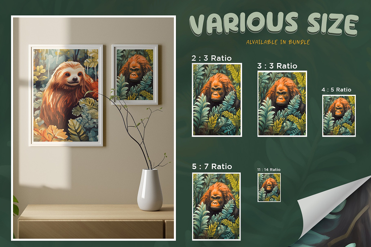 Wild Animal in Tropical Jungle Art, a Wallpaper Graphic by Vibrand Studio (Photo 8 of 10)