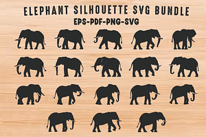 Elephant SVG Silhouette Clipart Set, a Person Illustration by Gfx Expert Team