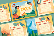 Calendar Monthly Template Bird Decor, a Templates & Theme by studiogstock (Thumbnail 1 of 5)