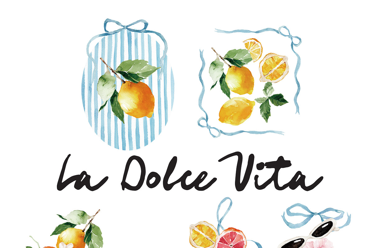 Watercolor Clipart - LA DOLCE VITA, a Decorative Illustration by Beigetime (Photo 5 of 13)