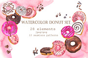 Watercolor donut set, a Food Illustration by Watercolor & sketches (Thumbnail 1 of 7)