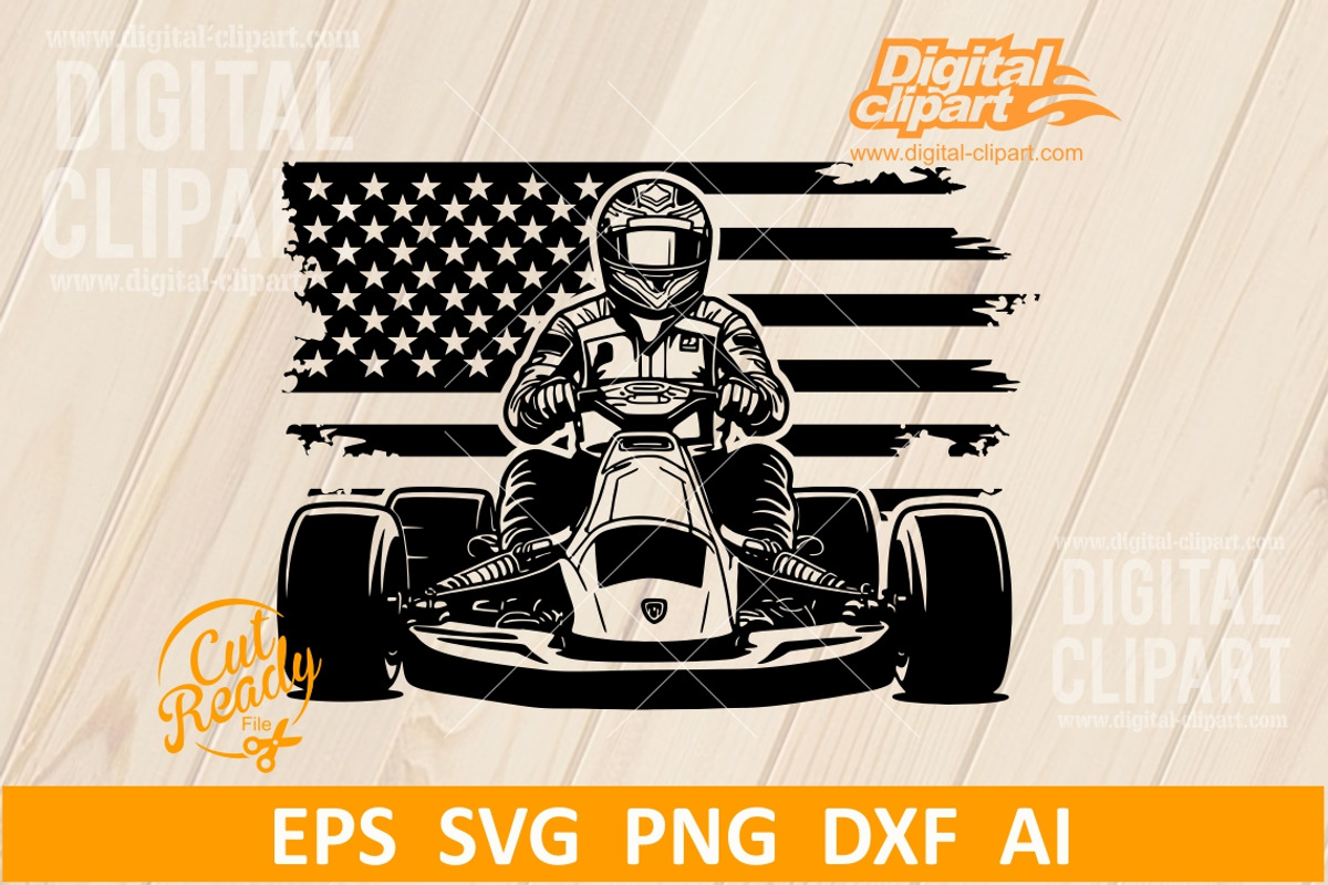 US Go Kart Svg, Racing Svg, an Object Graphic by Digital-Clipart
