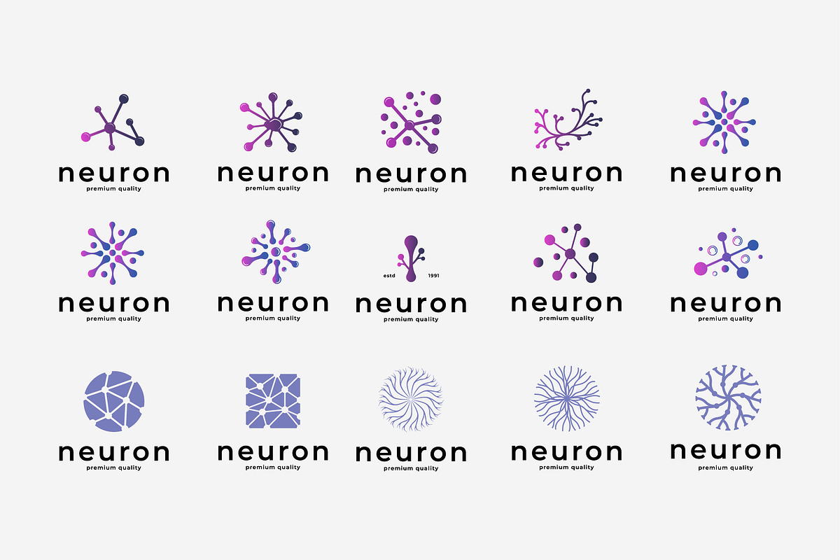 neuron logo design bundle dna icon