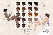 Beach Girl Clipart | Reading Clipart, a Person Illustration by GlamArtZhanna (Thumbnail 4 of 5)