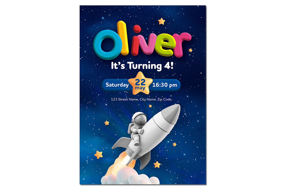 Kids Space Birthday Invitation, an Invitation Template by McLittle Stock (Photo 3 of 3)