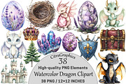 Watercolor Dragon Clipart, a Seasonal Illustration by CitraGraphics (Thumbnail 1 of 5)