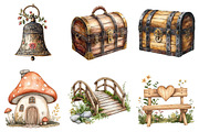 Watercolor Fairy Garden Clipart, a Seasonal Illustration by CitraGraphics (Thumbnail 2 of 7)