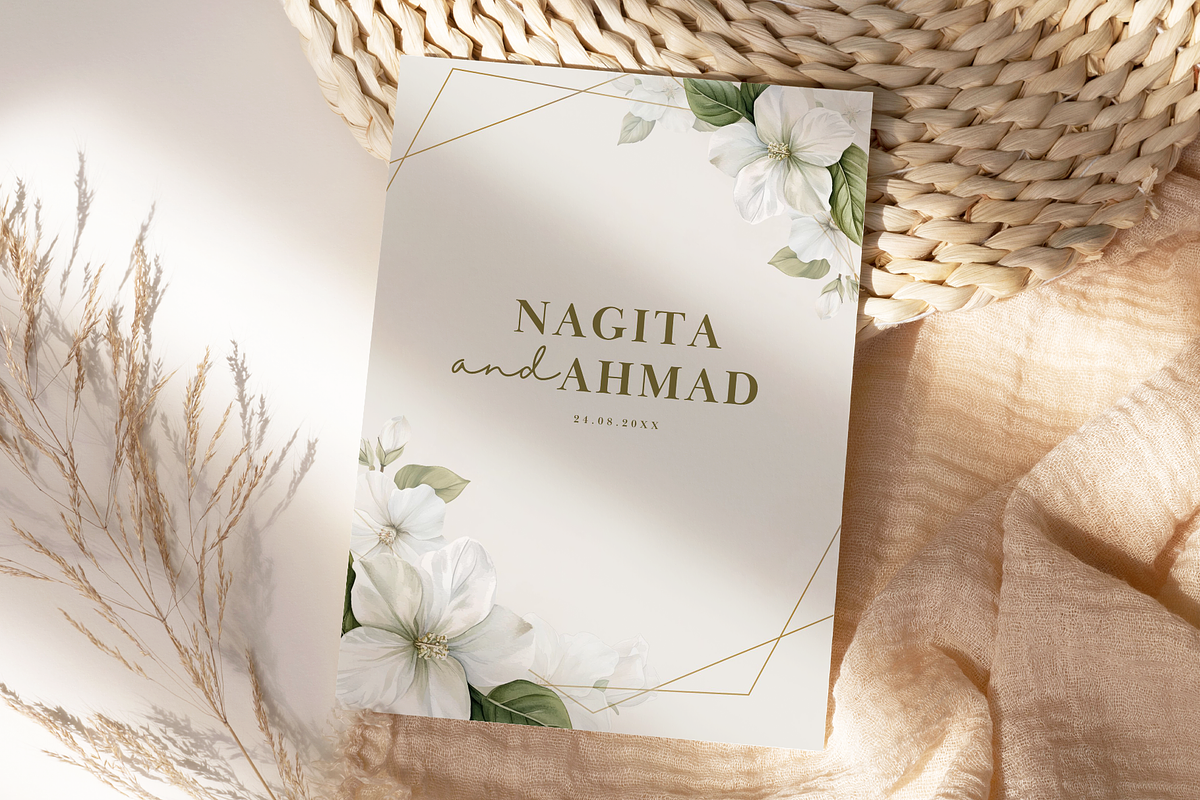 Floral Wedding Invitation Card Canva, an Invitation Template by kin9candra (Photo 2 of 8)