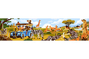Safari tour in Africa banner, poster, an Animal Illustration by PaperTrident (Thumbnail 1 of 5)