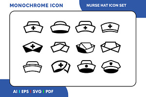 Nurse Hat Icons Set Vector, an Outline Icon by Fontmine Studio