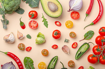 Creative cooking healthy organic food concept background made of, a Background Photo by its_al_dente