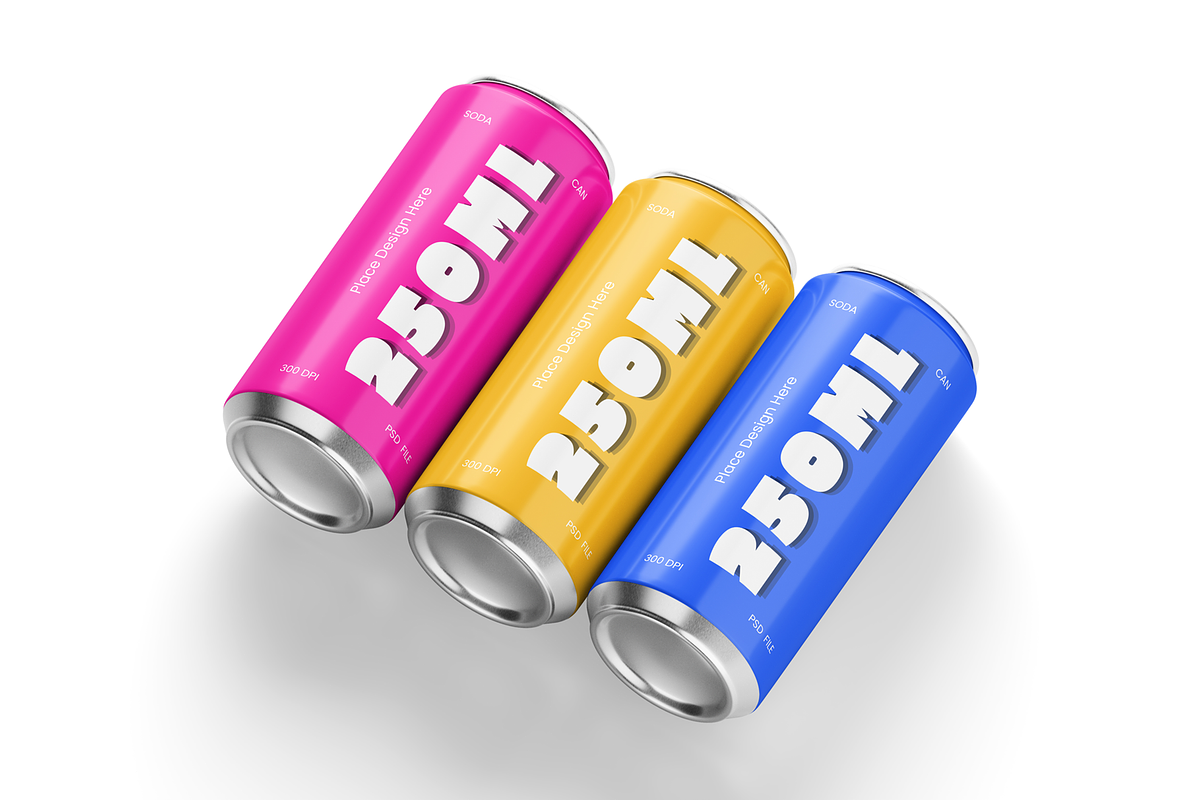Soda Can Set Mockup, a Cups & Container Mockup by DSNA Mockup (Photo 4 of 5)