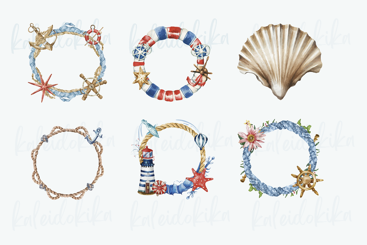 Seafaring Serenity Nautical Elements, a Decorative Illustration by Kaleidokika (Photo 3 of 6)
