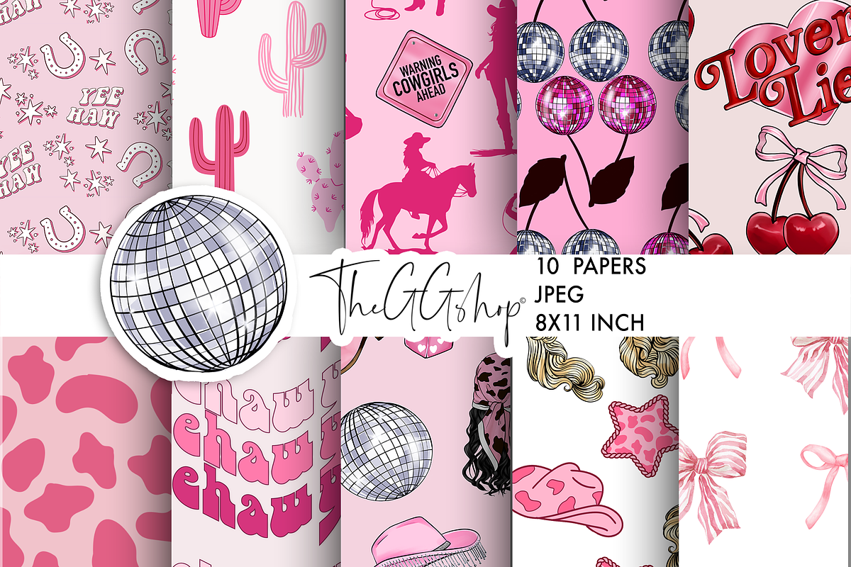 COWGIRL COQUETTE PAPERS PACK, a Background Graphic by The GG Shop (Photo 1 of 6)