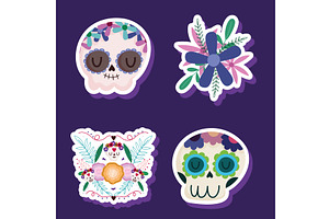 Mexican Skulls And Flower