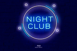 Night Club Neon Sign PSD Editable Te, a Layer Style Add-On by TrueVector