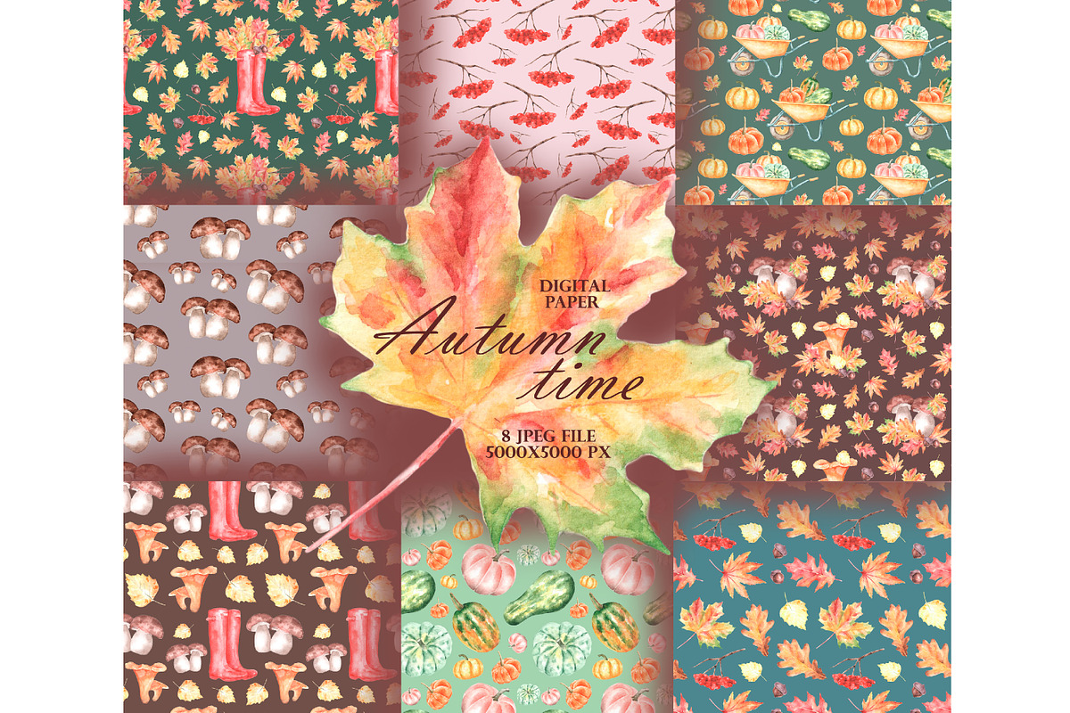 Autumn time watercolor set., a Seasonal Illustration by SabinaWatercolorArt (Photo 8 of 16)