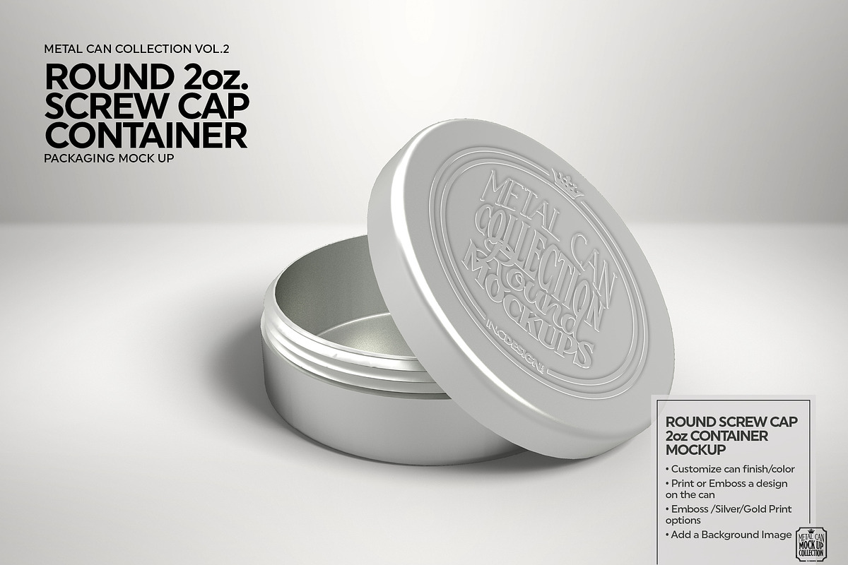 Round 2oz Screw Cap Container Mockup, a Product Mockup by INCDesign (Photo 2 of 6)