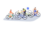 Cyclists at bicycle parking lots set, a Transportation Illustration by Good Studio (Thumbnail 2 of 3)