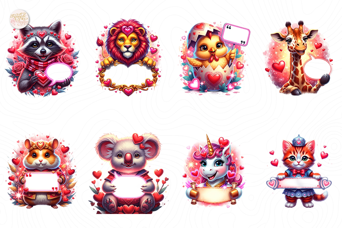 Valentine Animal Sign PNG Clipart, an Animal Illustration by KennedyStudio (Photo 2 of 4)